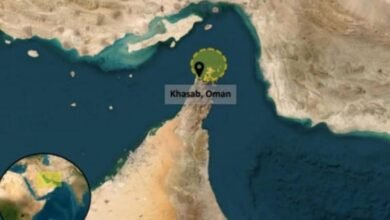 Severely damaged hull of a tanker after a vessel strike near the Persian Gulf.