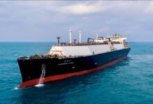 The Greenergy River, NYK's new China-built dual-fuel LNG carrier, on open water.