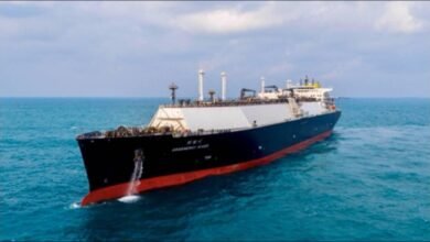 The Greenergy River, NYK's new China-built dual-fuel LNG carrier, on open water.
