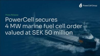 PowerCell marine fuel cell system for sustainable maritime technology.