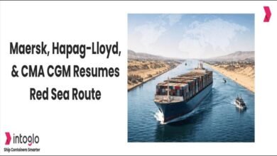 Container ships from Maersk, Hapag-Lloyd, and CMA CGM navigate the Red Sea.