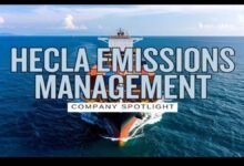 Hecla Emissions Management graphic illustrating maritime industry compliance.
