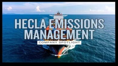 Hecla Emissions Management graphic illustrating maritime industry compliance.