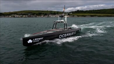 A Leeway Marine vessel on the water, relevant to autonomous operations.