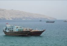 Oil tanker transits the Strait of Hormuz amid maritime security concerns.