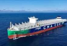 The new Everllence 24,000TEU dual-fuel LNG carrier delivered by Hudong-Zhonghua Shipbuilding.