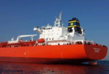 Rendered illustration of a medium gas carrier vessel at sea, featuring Nord Gas Solutions systems.