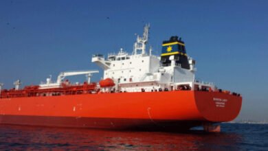 Rendered illustration of a medium gas carrier vessel at sea, featuring Nord Gas Solutions systems.