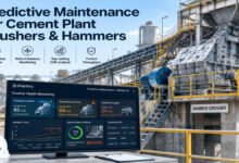 Industrial cement plant crushers and hammers with predictive maintenance equipment.