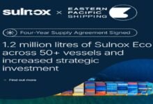 Sulnox and Spring Marine executives shake hands after signing a commercial deal.