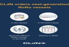CLdN CEO Florent Maes shakes hands, sealing a deal for new RoRo vessels.