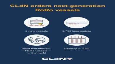 CLdN CEO Florent Maes shakes hands, sealing a deal for new RoRo vessels.