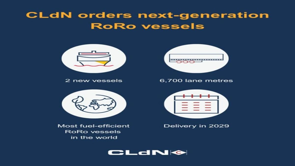 CLdN CEO Florent Maes shakes hands, sealing a deal for new RoRo vessels.