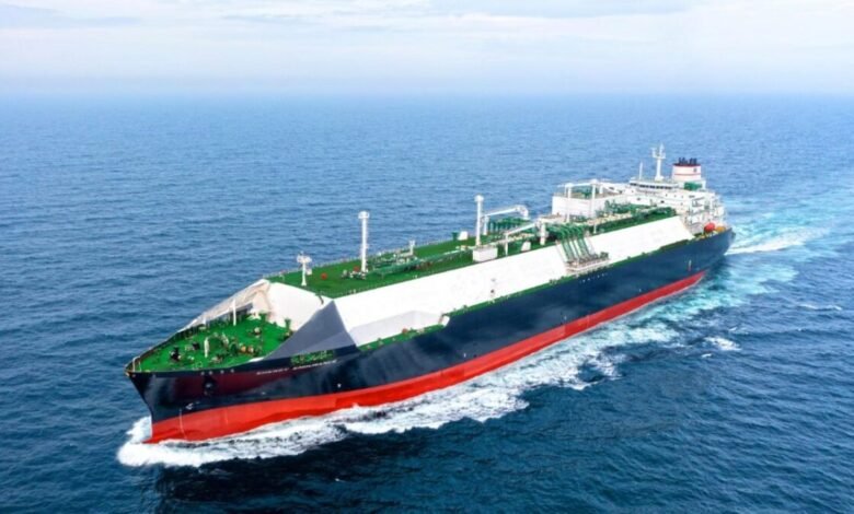 The Alpha Gas LNG carrier Energy Endurance sails on calm blue water.