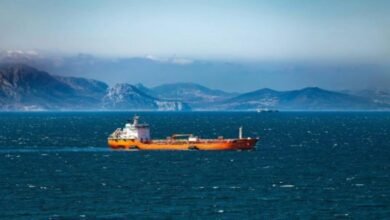 Large cargo ship sailing at sea, representing maritime industry FuelEU compliance.