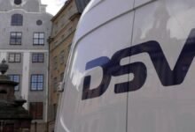 The DSV logo, representing the global transport and logistics company.