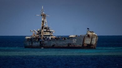 The grounded Philippine Navy vessel BRP Sierra Madre at Second Thomas Shoal.