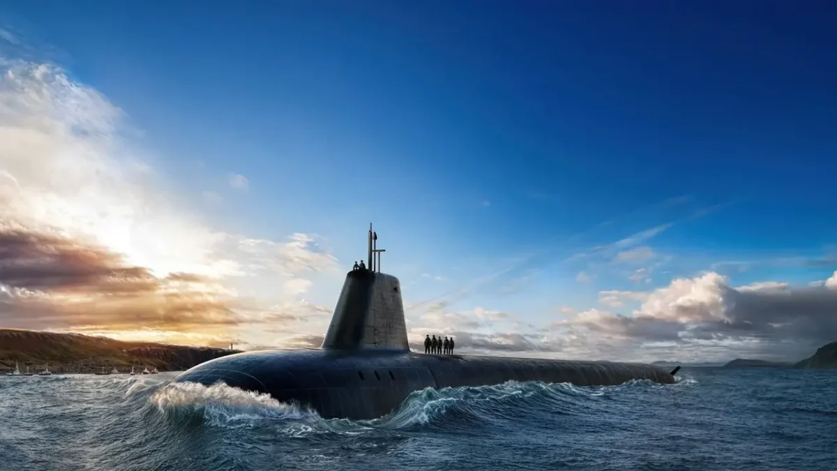 A rendering of a Dreadnought-class submarine, central to the UK's maritime nuclear strategy.