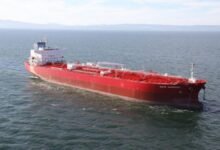 Navios Maritime Partners' methanol-ready MR2 product tanker Nave Harmony sails at sea.