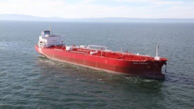 Navios Maritime Partners' methanol-ready MR2 product tanker Nave Harmony sails at sea.