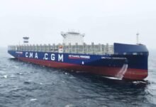 CMA CGM Berenice methanol dual-fuel containership sailing on the water.