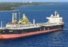 Panamax tanker Andes sailing on the open sea.