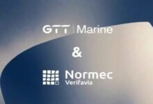 GTT Marine and Normec Verifavia logos linked, representing their emissions data platform integration.