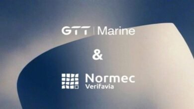 GTT Marine and Normec Verifavia logos linked, representing their emissions data platform integration.