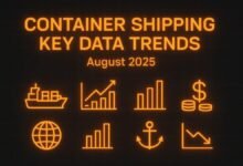 A large container ship sails on the ocean, symbolizing new vessel orders.