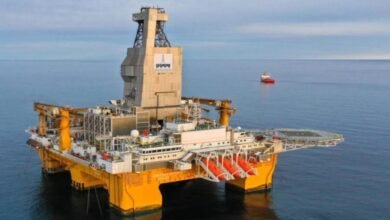 The Deepsea Nordkapp harsh-environment drilling rig operating offshore.