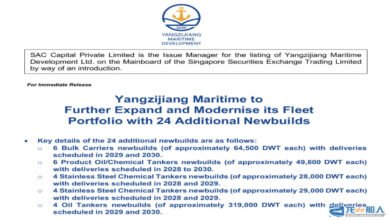 A modern commercial vessel, representing Yangzijiang Maritime's expanding newbuild fleet.