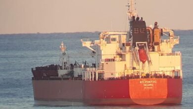 Scorpio Tankers' product tanker STI Pontiac sails on calm water.