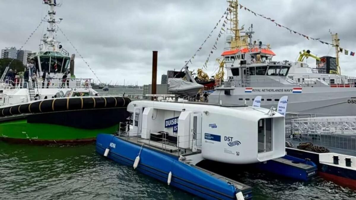 Damen's electric vessel showcasing advanced emission-free maritime technology.