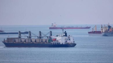 A large bunker vessel sails at sea, representing maritime commerce and shipping claims.