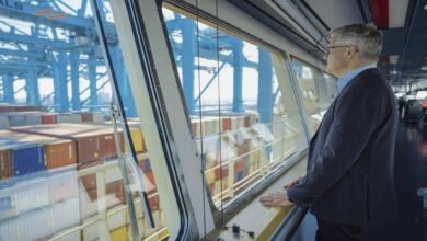 Maersk CEO Vincent Clerc in a dark suit.