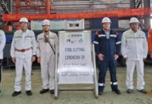 Steel-cutting ceremony for Maritima's new methanol-capable bunker vessel.
