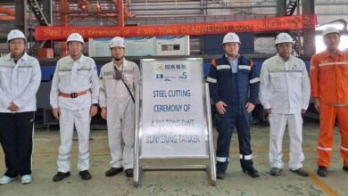 Steel-cutting ceremony for Maritima's new methanol-capable bunker vessel.