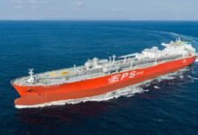 Eastern Pacific Shipping's Terra Clove, the world's first ammonia dual-fuel VLAC, sailing at sea.