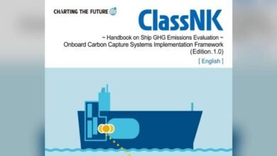 A large cargo ship navigating the open ocean as part of ClassNK's maritime carbon capture initiative.