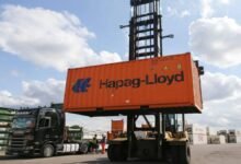 Hapag-Lloyd container ship loaded with cargo, representing their expanded African operations.
