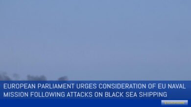 European Parliament members voting during a plenary session regarding maritime security in the Black Sea.