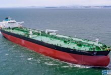 Newbuild Suezmax tanker M/T Sea Quartz on the water for Pantheon Tankers.