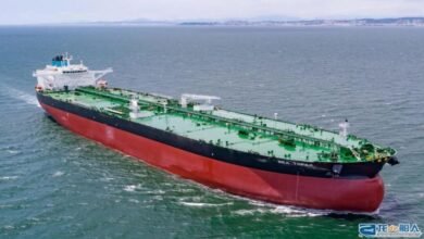 Newbuild Suezmax tanker M/T Sea Quartz on the water for Pantheon Tankers.