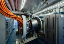 A large, modern ship utilizing electric propulsion technology.
