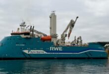 Acta Marine's new offshore support vessel Acta Gemini sailing at sea.
