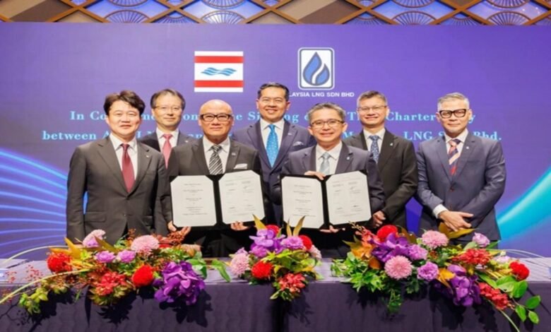 A modern dual-fuel LNG carrier, chartered by NYK-MISC JV, sailing at sea.