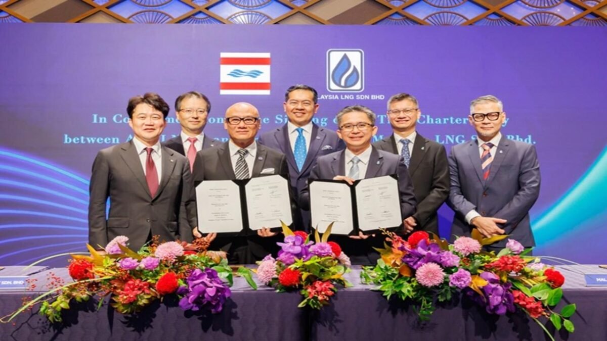 A modern dual-fuel LNG carrier, chartered by NYK-MISC JV, sailing at sea.